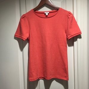 NWT J Crew Textured puff-sleeve top XS